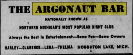 Argonaut Bar - May 1953 Ad (newer photo)